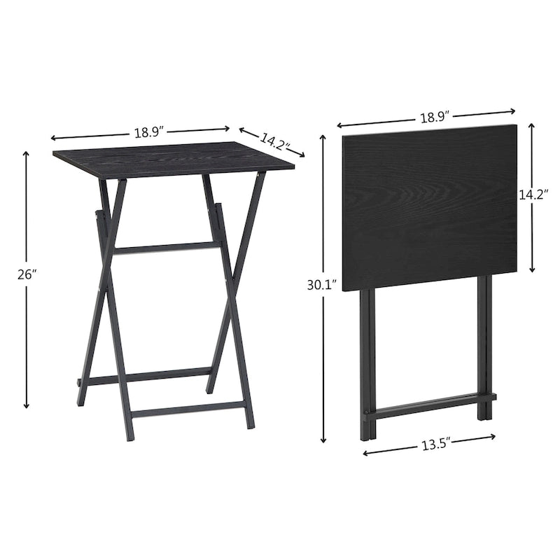 Set di 2 Tavolini Pieghevoli per TV, Tavolino da Divano Portatile, Tavolino da Snack Industriale, Salvaspazio Facile da Piegare Legno Rustico