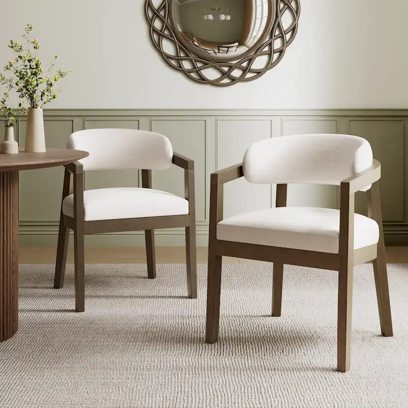 Set di 2 sedie da pranzo moderne Carter con seduta imbottita e struttura in legno massello