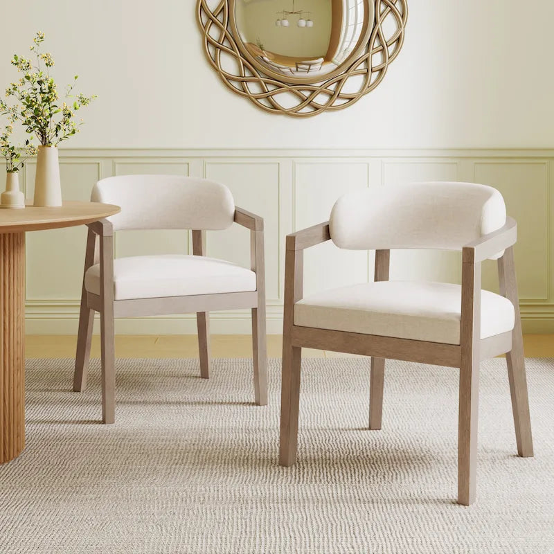 Set di 2 sedie da pranzo moderne Carter con seduta imbottita e struttura in legno massello