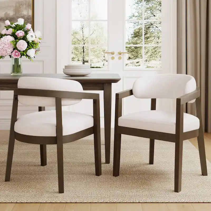 Set di 2 sedie da pranzo moderne Carter con seduta imbottita e struttura in legno massello