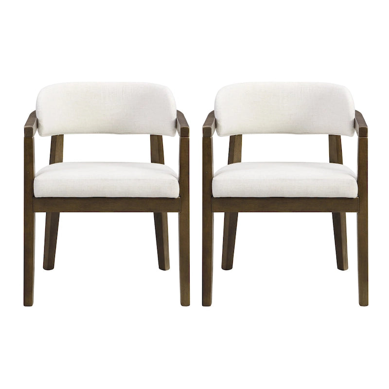 Set di 2 sedie da pranzo moderne Carter con seduta imbottita e struttura in legno massello