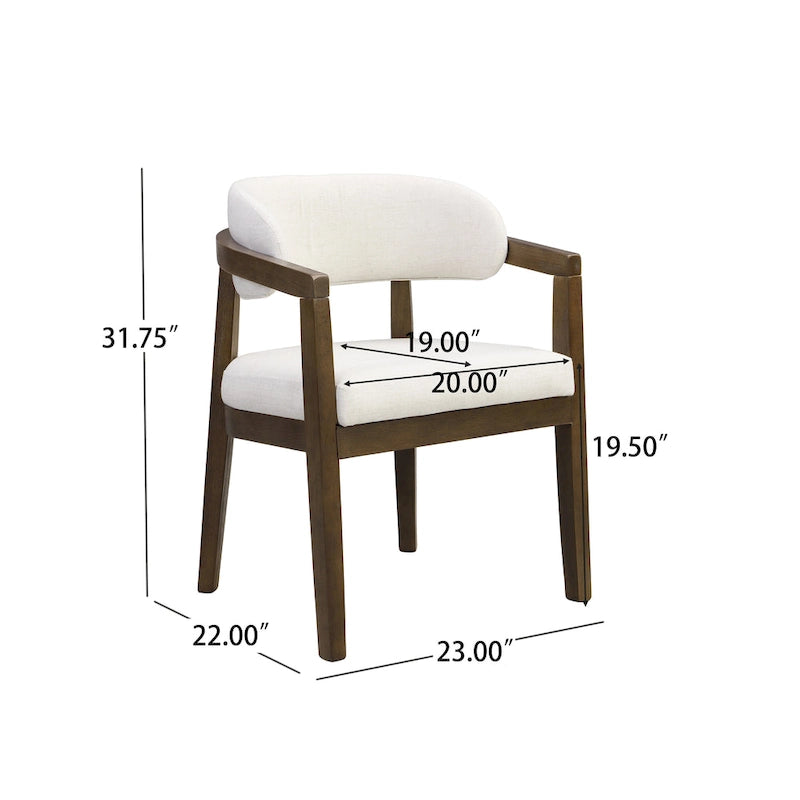 Set di 2 sedie da pranzo moderne Carter con seduta imbottita e struttura in legno massello