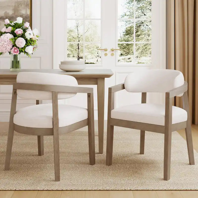 Set di 2 sedie da pranzo moderne Carter con seduta imbottita e struttura in legno massello