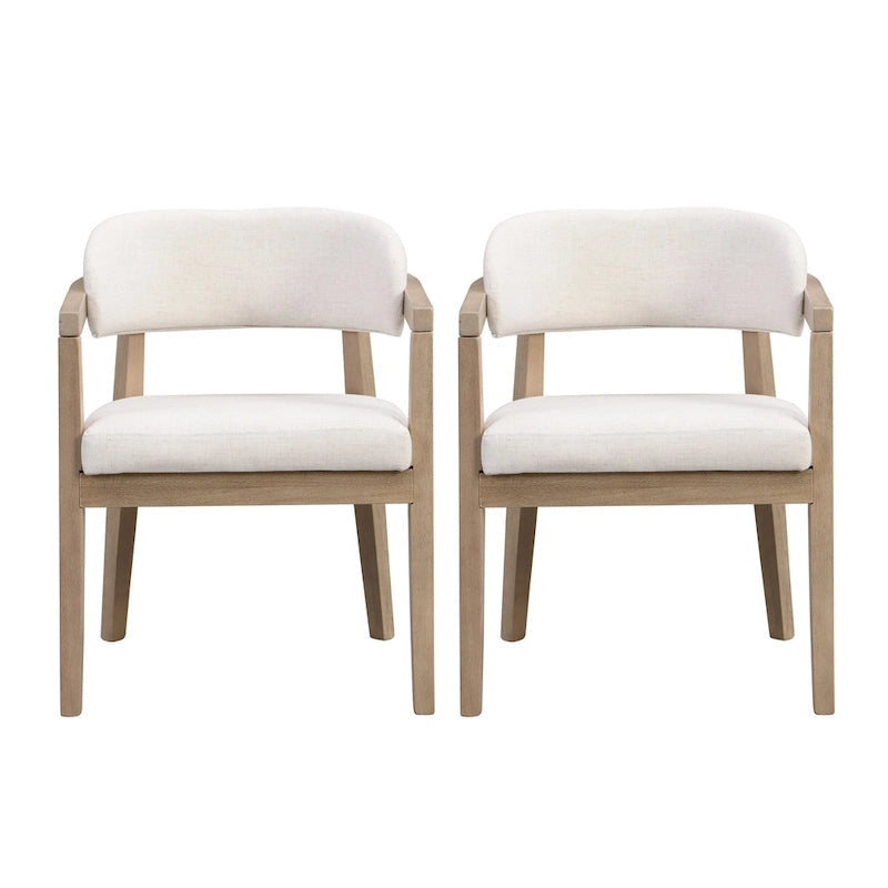 Set di 2 sedie da pranzo moderne Carter con seduta imbottita e struttura in legno massello