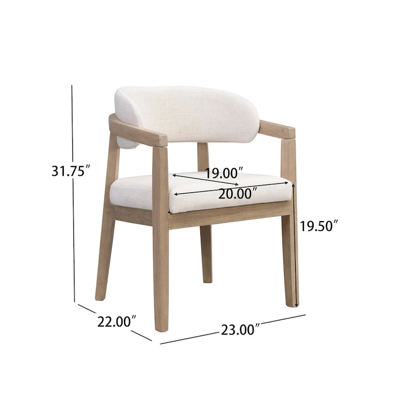 Set di 2 sedie da pranzo moderne Carter con seduta imbottita e struttura in legno massello