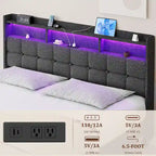 Letto matrimoniale king size con testiera di ricarica, luci RGB e porte USB da 20W