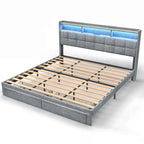 Letto matrimoniale king size con testiera di ricarica, luci RGB e porte USB da 20W