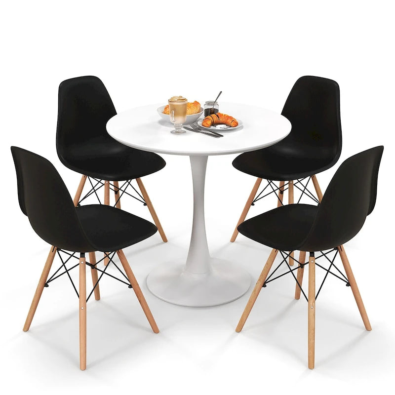 Set da pranzo 5 pezzi Tavolo da pranzo rotondo moderno 4 sedie per piccoli spazi