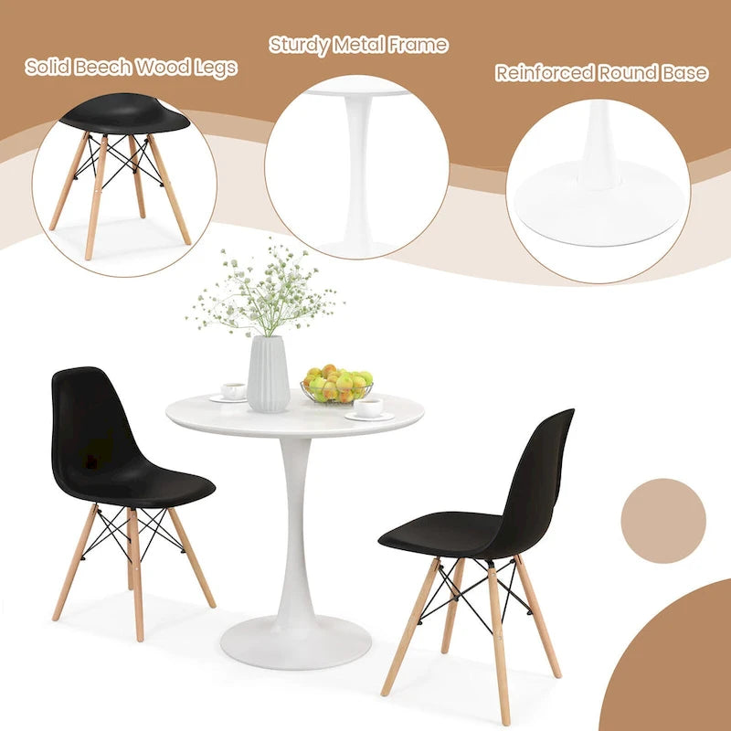 Set da pranzo 5 pezzi Tavolo da pranzo rotondo moderno 4 sedie per piccoli spazi