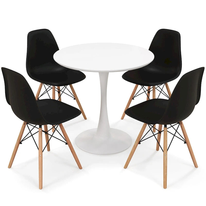 Set da pranzo 5 pezzi Tavolo da pranzo rotondo moderno 4 sedie per piccoli spazi