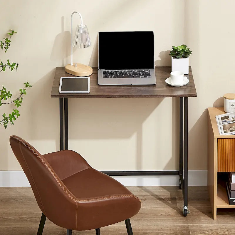 Scrivania Pieghevole Mobile per Computer, Scrivania Scrivibile su Ruote da 80 cm, Nessun Montaggio Richiesto, Tavolo Pieghevole Salvaspazio per Laptop per Ufficio Domestico