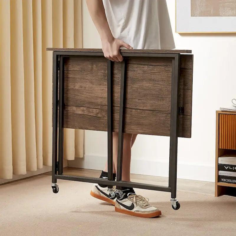 Scrivania Pieghevole Mobile per Computer, Scrivania Scrivibile su Ruote da 80 cm, Nessun Montaggio Richiesto, Tavolo Pieghevole Salvaspazio per Laptop per Ufficio Domestico