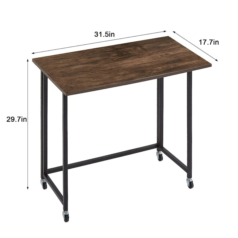 Scrivania Pieghevole Mobile per Computer, Scrivania Scrivibile su Ruote da 80 cm, Nessun Montaggio Richiesto, Tavolo Pieghevole Salvaspazio per Laptop per Ufficio Domestico