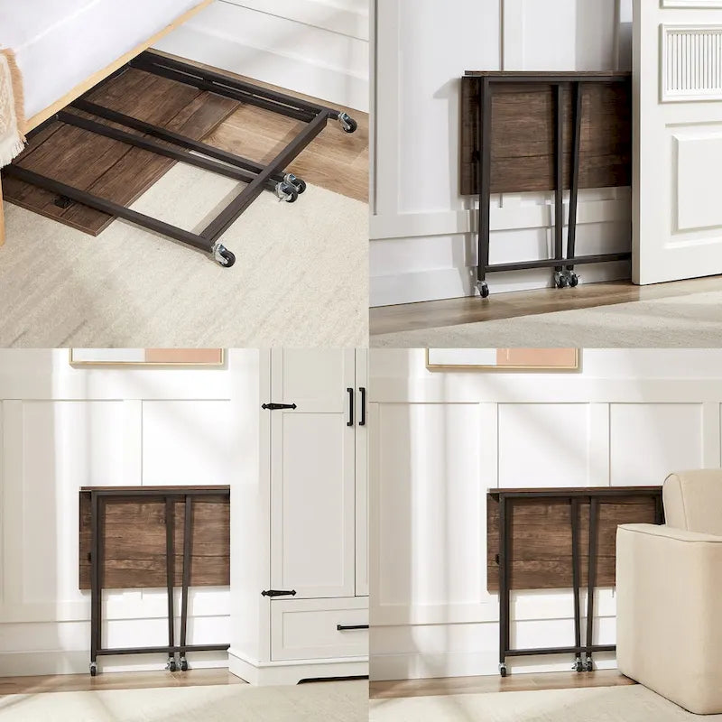 Scrivania Pieghevole Mobile per Computer, Scrivania Scrivibile su Ruote da 80 cm, Nessun Montaggio Richiesto, Tavolo Pieghevole Salvaspazio per Laptop per Ufficio Domestico