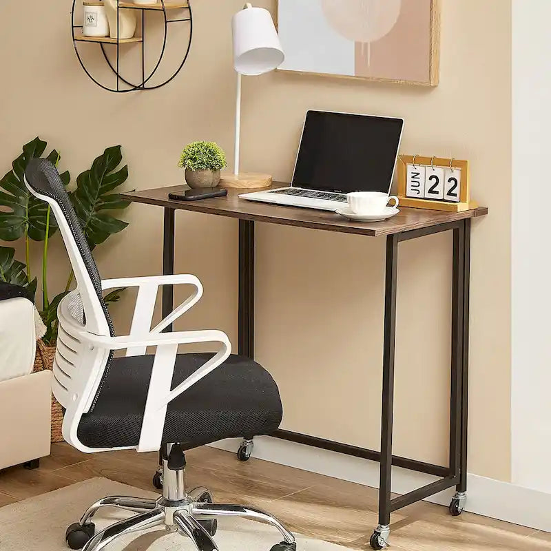 Scrivania Pieghevole Mobile per Computer, Scrivania Scrivibile su Ruote da 80 cm, Nessun Montaggio Richiesto, Tavolo Pieghevole Salvaspazio per Laptop per Ufficio Domestico