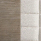 Letto King Size con Testiera Imbottita Avorio con Trapuntatura a Griglia e Finitura in Legno Rovere Marrone