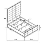 Letto King Size con Testiera Imbottita Avorio con Trapuntatura a Griglia e Finitura in Legno Rovere Marrone