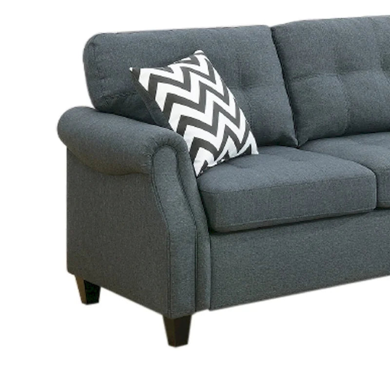 Set divano moderno 2 pezzi, divanetto e cuscini, console USB, portabicchieri, grigio