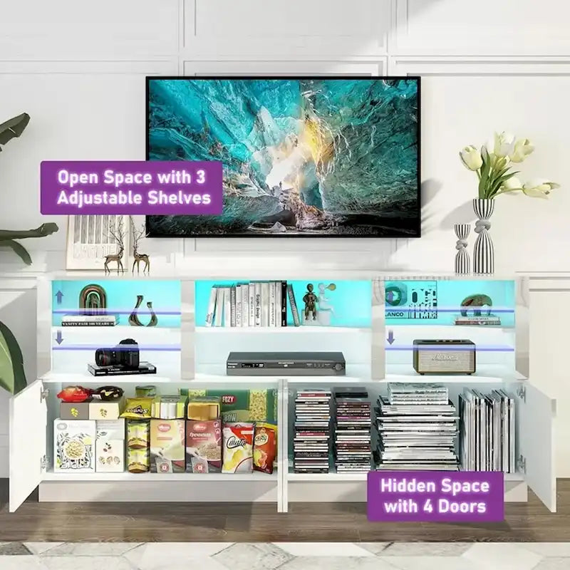 Mobile TV a LED bianco lucido da 70 pollici per TV da 75/80/85 pollici - 73 pollici