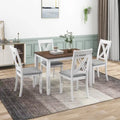 Set tavolo e sedie in legno da 5 pezzi, set tavolo da pranzo da cucina per 4 persone con tavolo rettangolare e 4 sedie imbottite con schienale a X