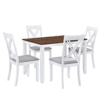 Set tavolo e sedie in legno da 5 pezzi, set tavolo da pranzo da cucina per 4 persone con tavolo rettangolare e 4 sedie imbottite con schienale a X