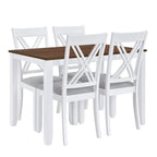 Set tavolo e sedie in legno da 5 pezzi, set tavolo da pranzo da cucina per 4 persone con tavolo rettangolare e 4 sedie imbottite con schienale a X