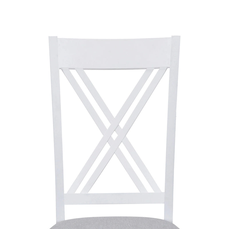Set tavolo e sedie in legno da 5 pezzi, set tavolo da pranzo da cucina per 4 persone con tavolo rettangolare e 4 sedie imbottite con schienale a X