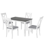 Set tavolo e sedie in legno da 5 pezzi, set tavolo da pranzo da cucina per 4 persone con tavolo rettangolare e 4 sedie imbottite con schienale a X