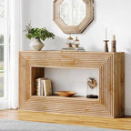 Tavolino consolle lungo 150 cm per soggiorno, tavolino da ingresso stretto in legno