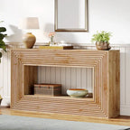 Tavolino consolle lungo 150 cm per soggiorno, tavolino da ingresso stretto in legno