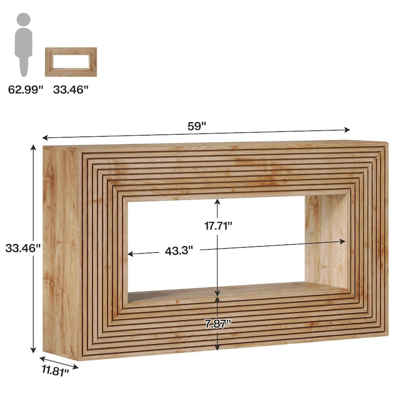 Tavolino consolle lungo 150 cm per soggiorno, tavolino da ingresso stretto in legno