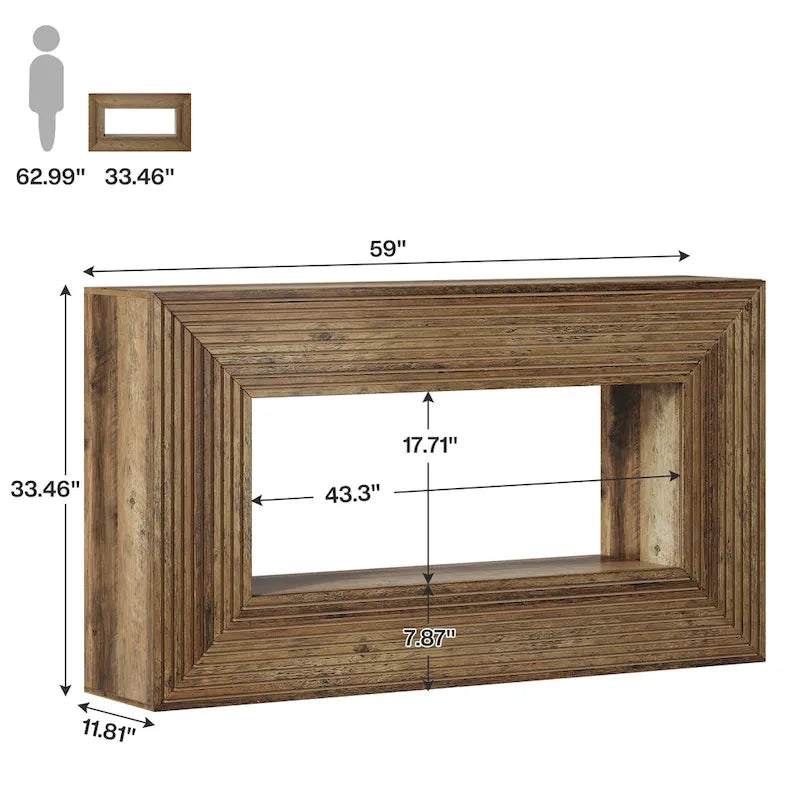 Tavolino consolle lungo 150 cm per soggiorno, tavolino da ingresso stretto in legno
