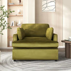 Green Modern 37 Accent chair with Plastic Legs and Pillows for Living Room