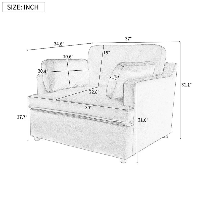 Poltrona d'accento moderna verde 37 con gambe in plastica e cuscini per il soggiorno