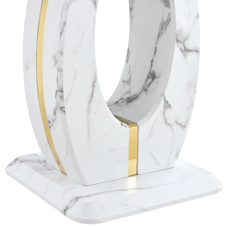 Tavolino quadrato moderno da 23,6 pollici con strisce decorative placcate in oro per soggiorno