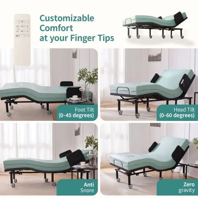 Struttura letto regolabile Twin XL e materasso da 15 cm - Letto a gravità zero con sponde laterali