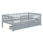Letto a Giorno in Legno con Due Cassetti, Singolo, Grigio