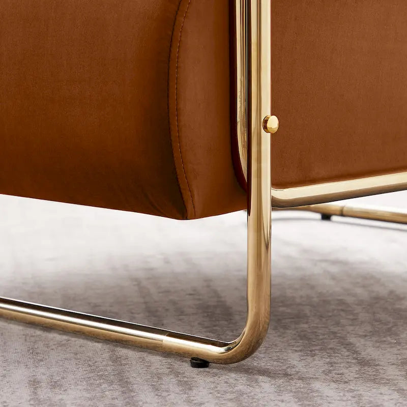 Poltrona futuristica larga 31" in velluto con struttura in oro lucido e schienale cilindrico