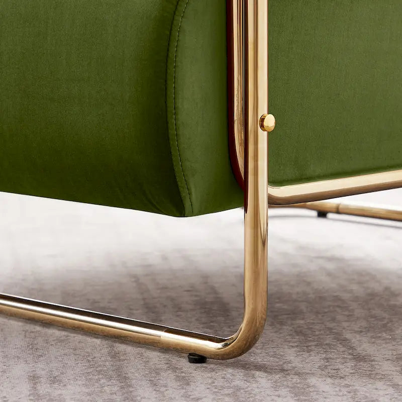 Poltrona futuristica larga 31" in velluto con struttura in oro lucido e schienale cilindrico