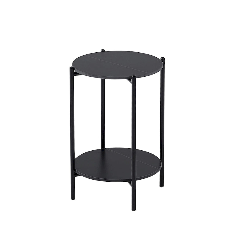 Tavolino rotondo/da caffè a 2 livelli con ripiano in marmo