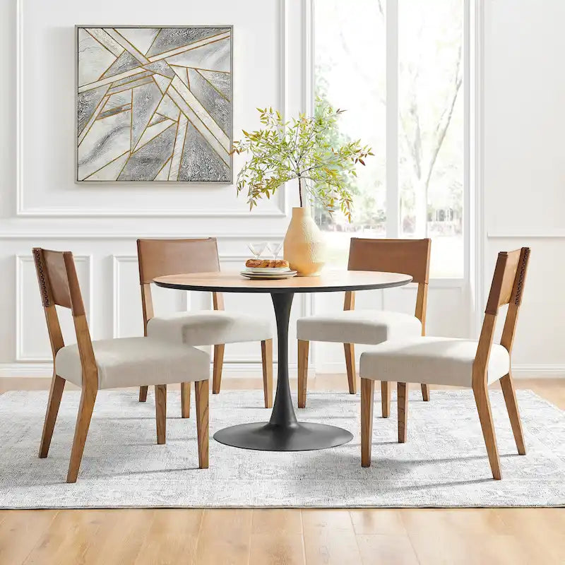 Sedia da Pranzo in Similpelle e Lino - Set da 2