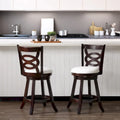Set of 2 Solid Wood Base Swivel Counter-Height Barstool