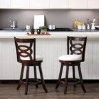 Set of 2 Solid Wood Base Swivel Counter-Height Barstool