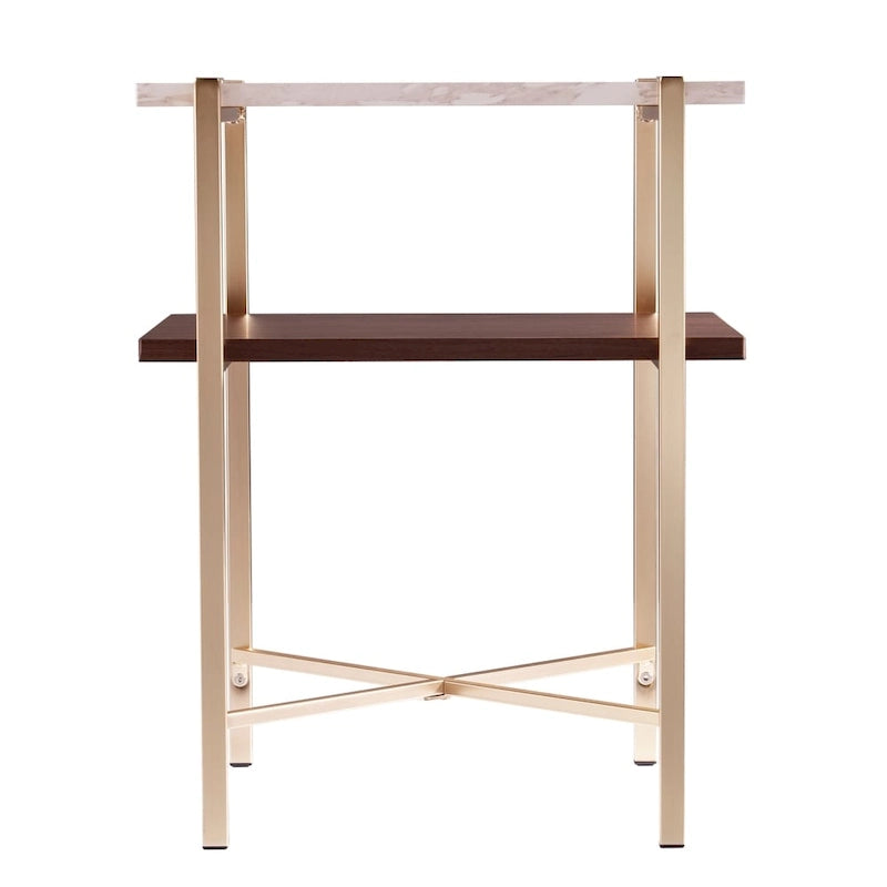 Tavolino quadrato effetto marmo con spazio contenitivo