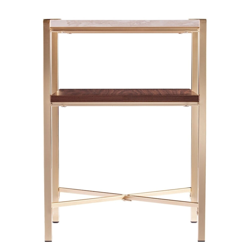 Tavolino quadrato effetto marmo con spazio contenitivo