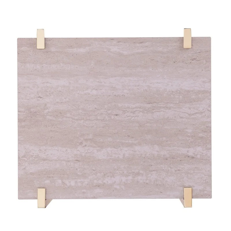 Tavolino quadrato effetto marmo con spazio contenitivo