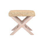 Pouf Ottomano Fatto a Mano in Rafia Naturale e Legno