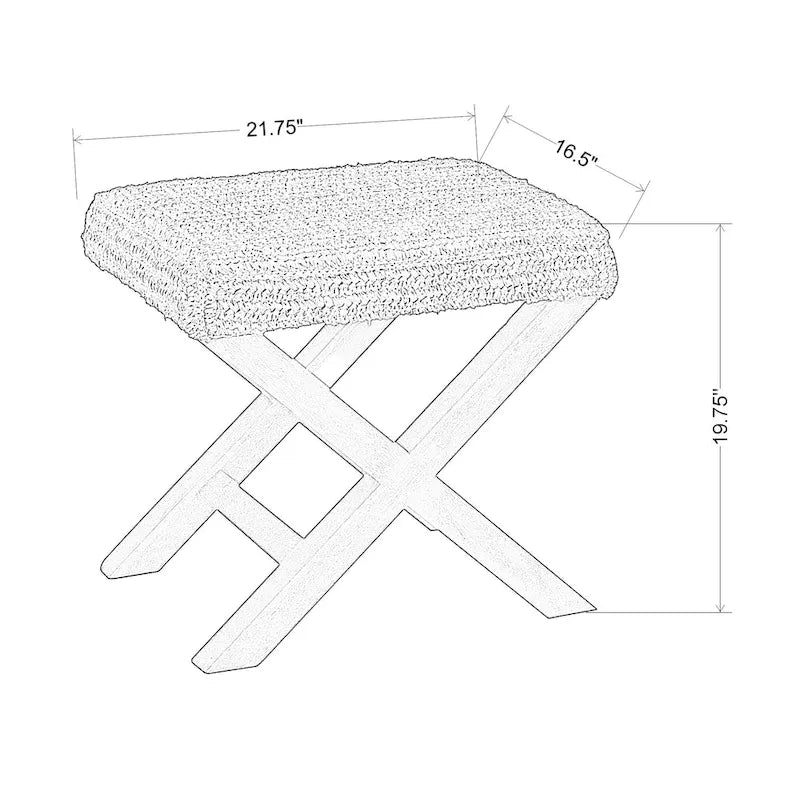 Pouf Ottomano Fatto a Mano in Rafia Naturale e Legno