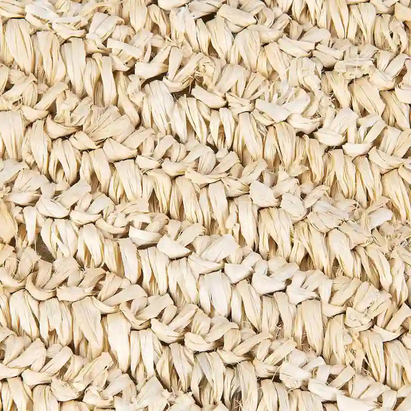 Pouf Ottomano Fatto a Mano in Rafia Naturale e Legno