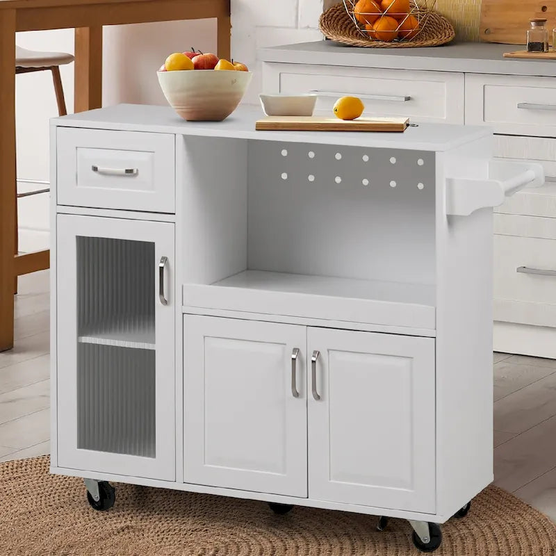Carrello da cucina multifunzione con portasciugamani, ampio spazio di archiviazione